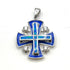Sterling Silver Enamel with Opal Jerusalem Cross Pendant